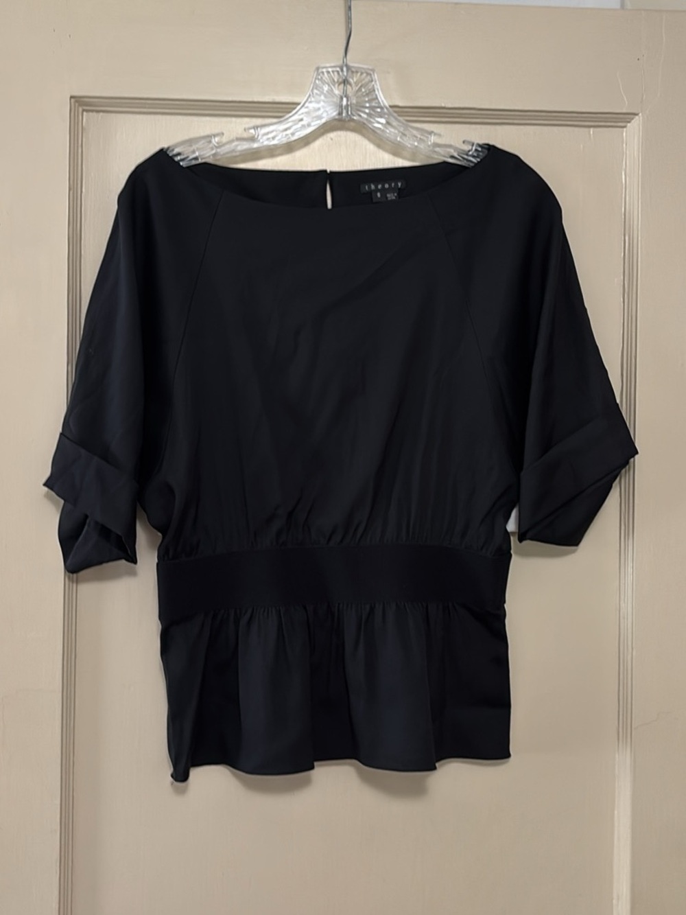 Theory Silk Peplum Top S